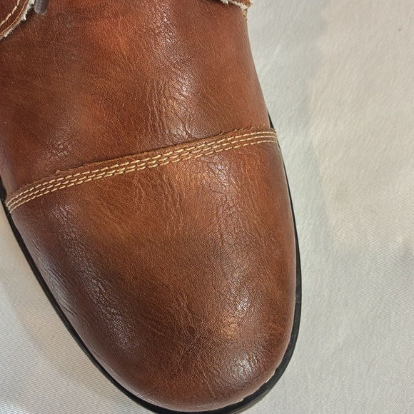 Dexter faux brown leather faux Sherpa lined ankle boots lace up & zip up Size 9 - Picture 13 of 16